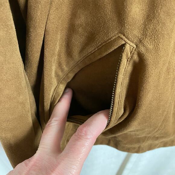 J.Jill Brown Faux Suede Moto Jacket Sz.2X - Picture 7 of 10